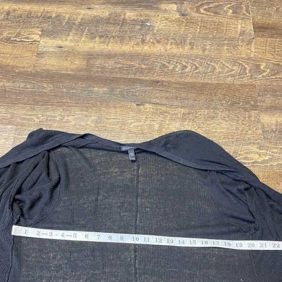 Eileen Fisher Black Sheer Knit Open-Front Lightweight Ribbed Cardigan Womens XL - Picture 4 of 10